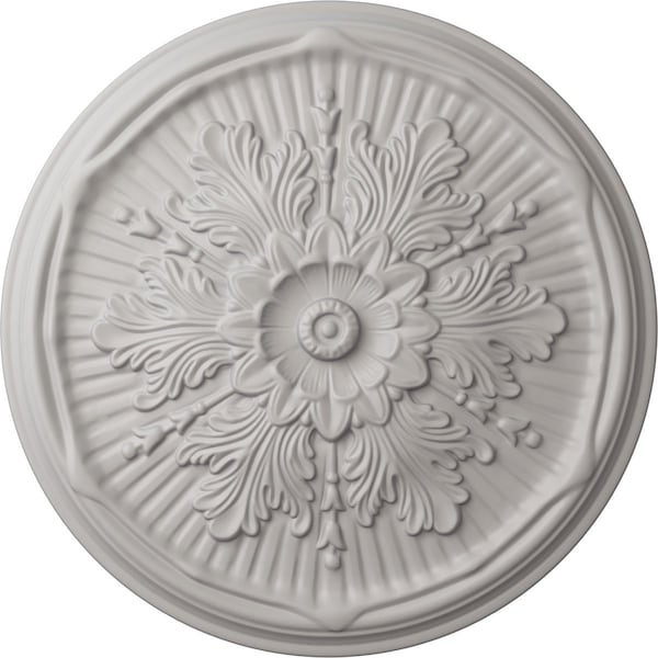 Ekena Millwork Luton Ceiling Medallion (Fits Canopies up to 3 1/2"), Hand-Painted Ultra Pure White, 21"OD x 2"P CM21LUUWF - main